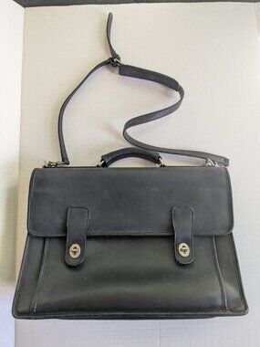 Vintage Sacoche International Leather Briefcase Bag USA Made – Black – Laptop